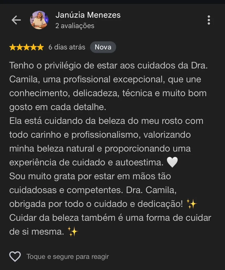 Depoimento de Janúzia Menezes sobre o atendimento da Dra. Camila Lauriene